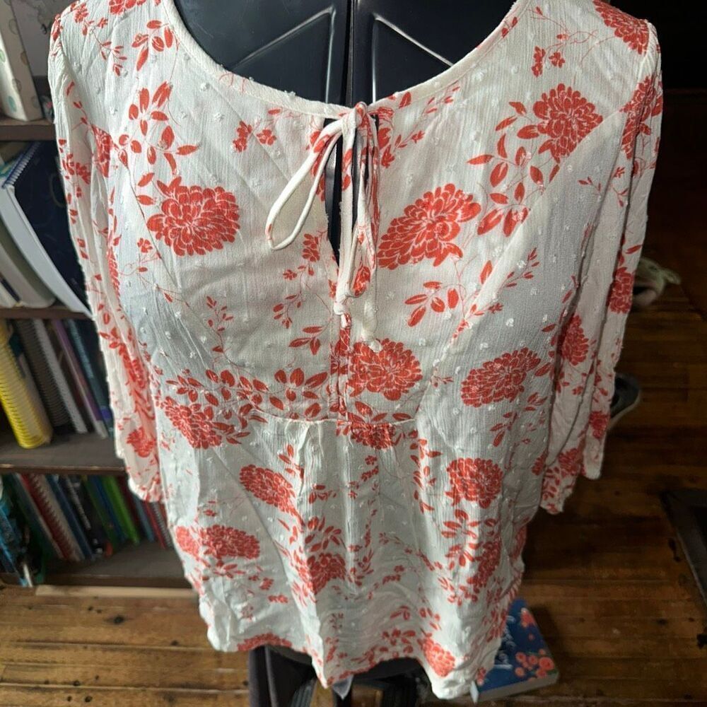 Papermoon Stitchfix split neck Addley clip dot woven M blouse
